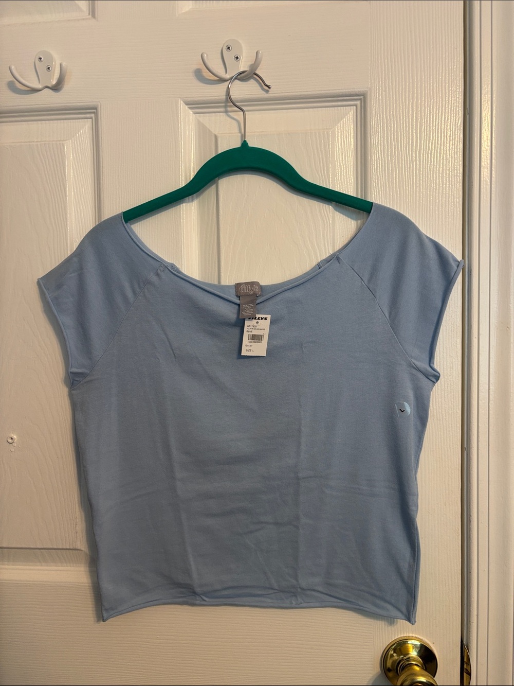 Tilly's Light Blue off the shoulder Short Sleeve Tee